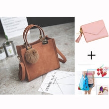 Load image into Gallery viewer, WANGKA handbag women shoulder bag luxury handbags women bags designer High-grade Scrub leather messenger bag Hairball women bag